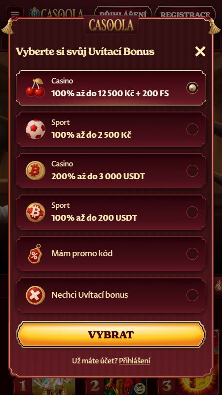 Vytvoření účtu v Casoola