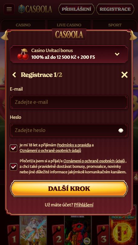 Vytvoření účtu v Casoola