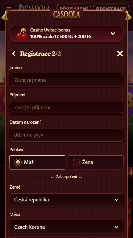 Vytvoření účtu v Casoola