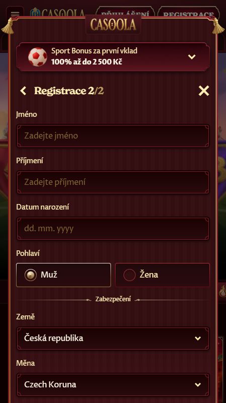 Vytvoření účtu v Casoola