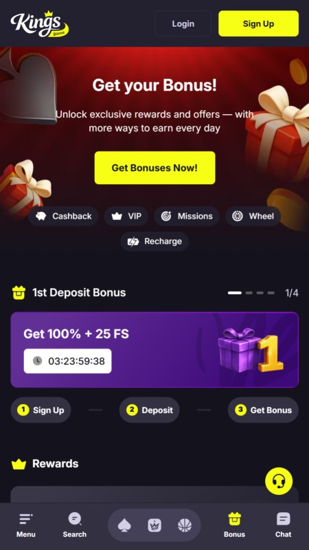 Kings.Game Bonusy a promo akce
