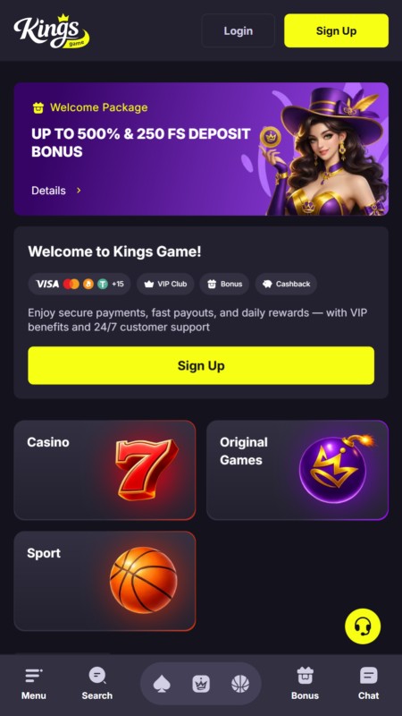 Kings.Game Hlavní stránka