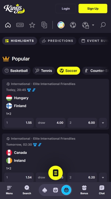 Kings.Game Sázení na sporty