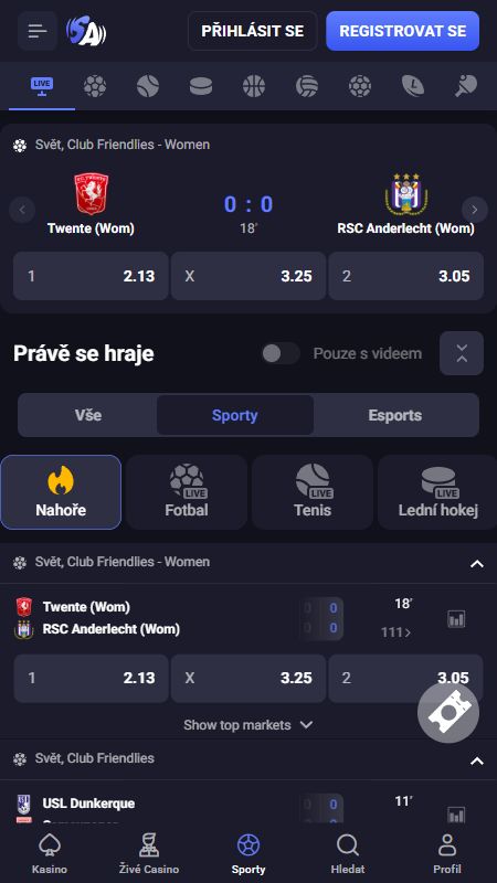 Live sázky na SpinAura