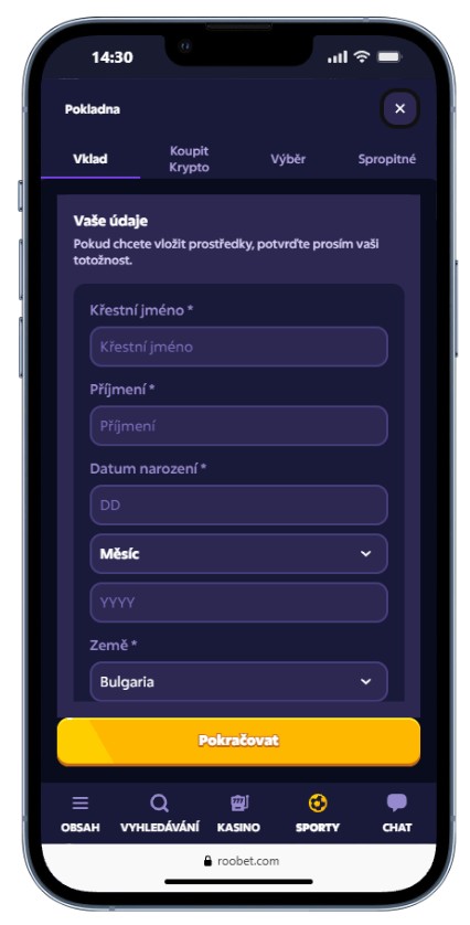 Roobet Registrace